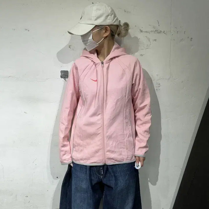 [BUNJANG] Nike Pink Logo Hoodie XL / 나이키 딸기우유 핑크 로고 후드집업 져지 XL