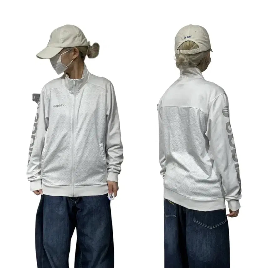 [BUNJANG] Adidas White Silver Old School Track Top Jersey M / 아디다스 화이트 실버 오버핏 올드스쿨 트랙탑 져지 M