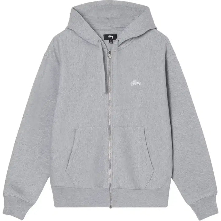 [SOLD OUT] [L] 스투시 스탁 로고 집업 후드 그레이 헤더