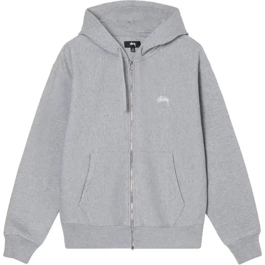 [SOLD OUT] [L] 스투시 스탁 로고 집업 후드 그레이 헤더