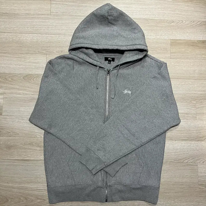 [SOLD OUT] [L] 스투시 스탁 로고 집업 후드 그레이 헤더