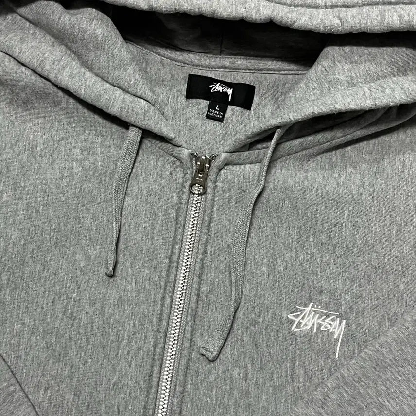[SOLD OUT] [L] 스투시 스탁 로고 집업 후드 그레이 헤더