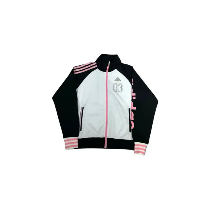 [BUNJANG] Adidas White Black Pink Y2K Track Top Jacket / 아디다스 화이트 블랙 딸기우유 핑크 삼선 딱붙핏 y2K 트랙탑 져지