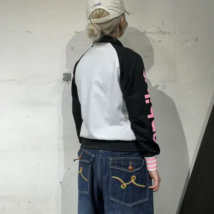 [BUNJANG] Adidas White Black Pink Y2K Track Top Jacket / 아디다스 화이트 블랙 딸기우유 핑크 삼선 딱붙핏 y2K 트랙탑 져지
