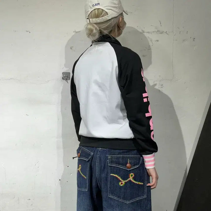 [BUNJANG] Adidas White Black Pink Y2K Track Top Jacket / 아디다스 화이트 블랙 딸기우유 핑크 삼선 딱붙핏 y2K 트랙탑 져지