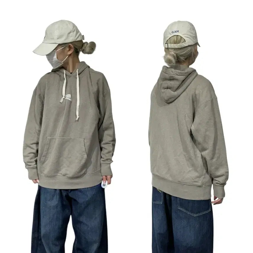 [BUNJANG] Nike Brown White Mid Swoosh Oversized Hoodie M / 나이키 브라운 화이트 미드 스우시 올드스쿨 오버핏 후드티 M