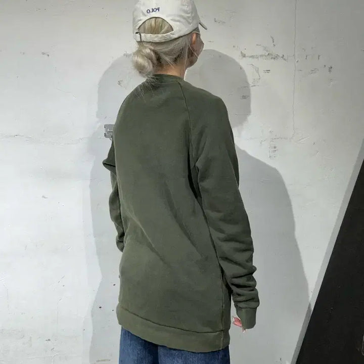 [BUNJANG] Adidas Khaki White Big Logo Sweatshirt / 아디다스 카키 화이트 빅 로고 스웻 셔츠 맨투맨 M