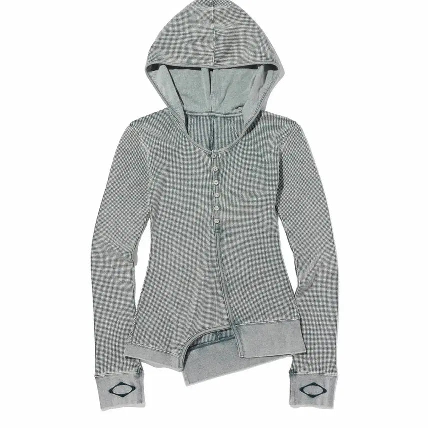 [BUNJANG] MISCHIEF Waffle Hoodie Set Khaki M / 미스치프 와플 후드 세트 카키 M