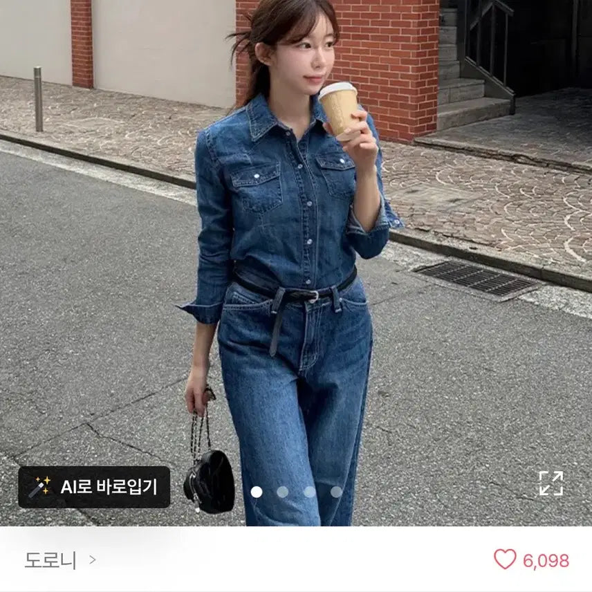 [BUNJANG] Dorony Western Denim Pocket Shirt (S) / (배포) 도로니 웨스턴 데님 포켓 셔츠 s