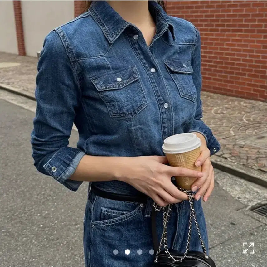 [BUNJANG] Dorony Western Denim Pocket Shirt (S) / (배포) 도로니 웨스턴 데님 포켓 셔츠 s