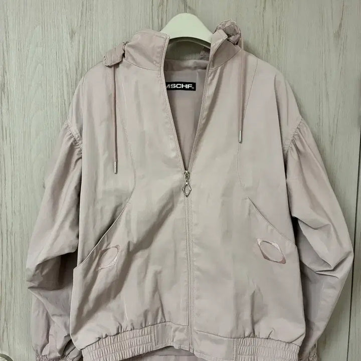 [BUNJANG] Mischief Bonnet Hood Jacket Pink Beige M Windbreaker / 미스치프 보넷 후드 자켓 핑크 베이지 M 바람막이