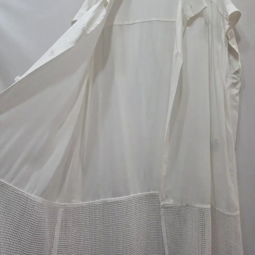 [BUNJANG] Issey Miyake White Sleeveless Long Shirt / (정품)이세이미야케 화이트 여성 롱 셔츠