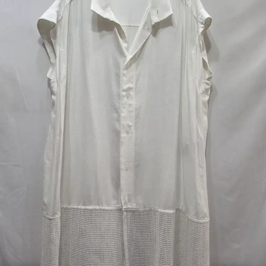 [BUNJANG] Issey Miyake White Sleeveless Long Shirt / (정품)이세이미야케 화이트 여성 롱 셔츠