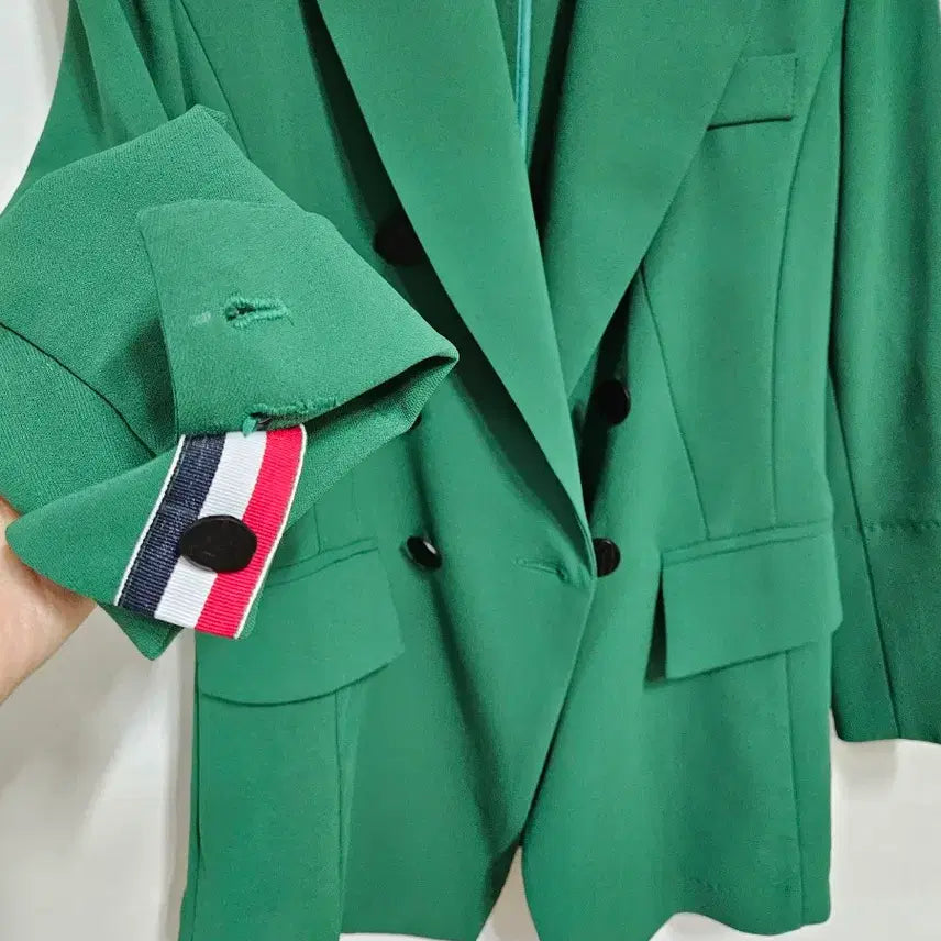 [BUNJANG] Green Back Button Slim Fit Jacket / 그린 뒷단추 자켓