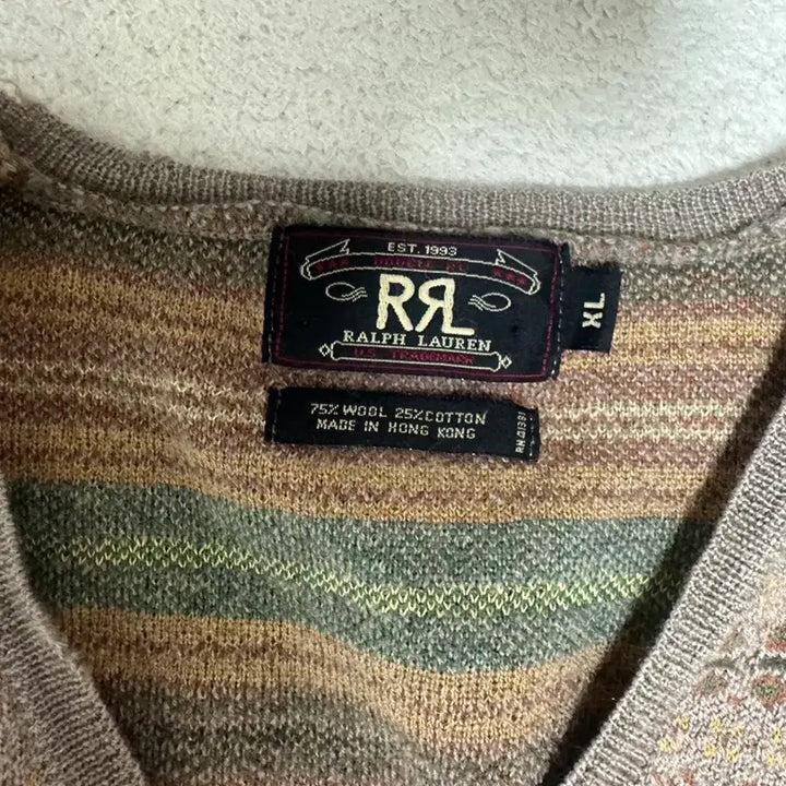 [BUNJANG] RRL Fair Isle Knit Vest XL / RRL 페어아일 니트 조끼 XL