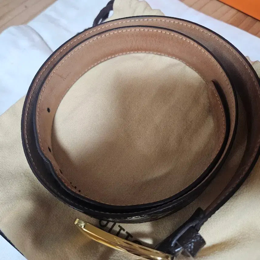 [BUNJANG] Louis Vuitton Monogram Belt Gold Buckle / 루이비통 정품 모노그램 벨트 브라운 금장