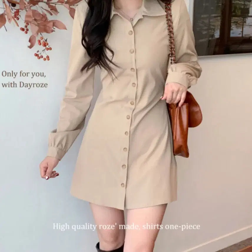 [BUNJANG] Dayroze 3kg Slim Fit Shirt Dress White / (새상품) 데이로제 -3kg 슬림핏 셔츠 원피스 화이트