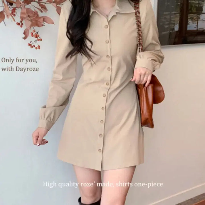 [BUNJANG] Dayroze 3kg Slim Fit Shirt Dress White / (새상품) 데이로제 -3kg 슬림핏 셔츠 원피스 화이트