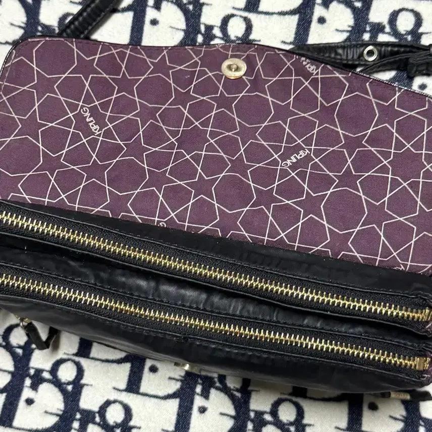 [BUNJANG] Kipling Black Leather Crossbody Bag / 키플링 블랙 가죽 크로스백