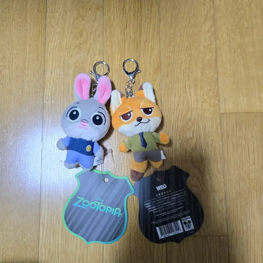 [BUNJANG] Zootopia Judy and Nick Plush Keyring Bundle Set / 주토피아 주디 닉 인형키링 미사용 새제품 2개 일괄 판매
