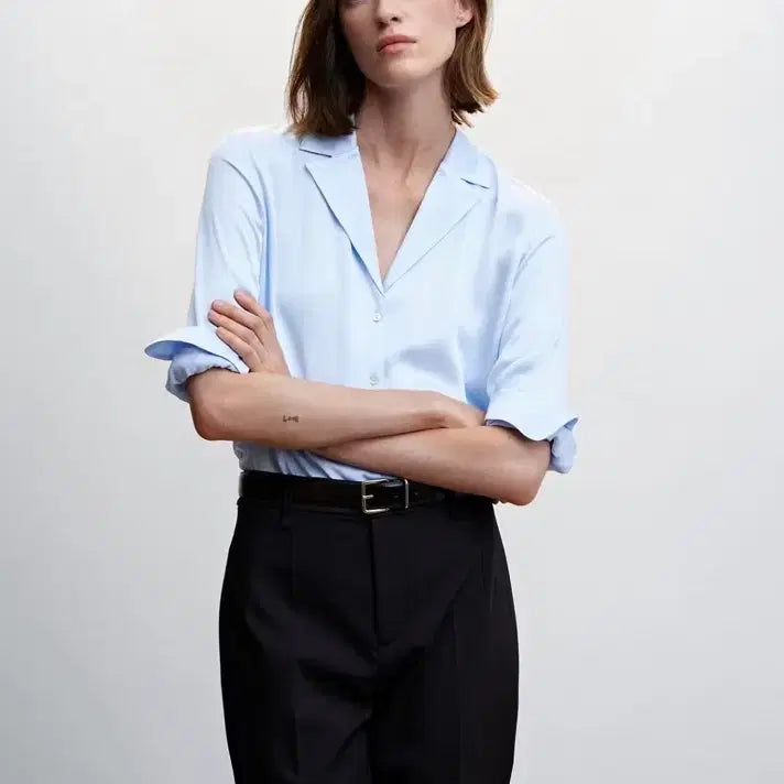 [BUNJANG] Mango Sky Blue Flowy Shirt XS / (텍O) 망고 스카이블루 셔츠 xs