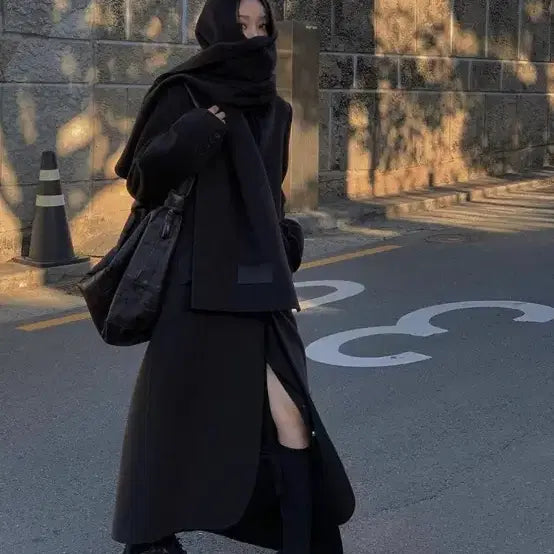 [BUNJANG] Trimming Bird Cashmere Muffler Black / 트리밍버드 캐시미어 머플러 블랙