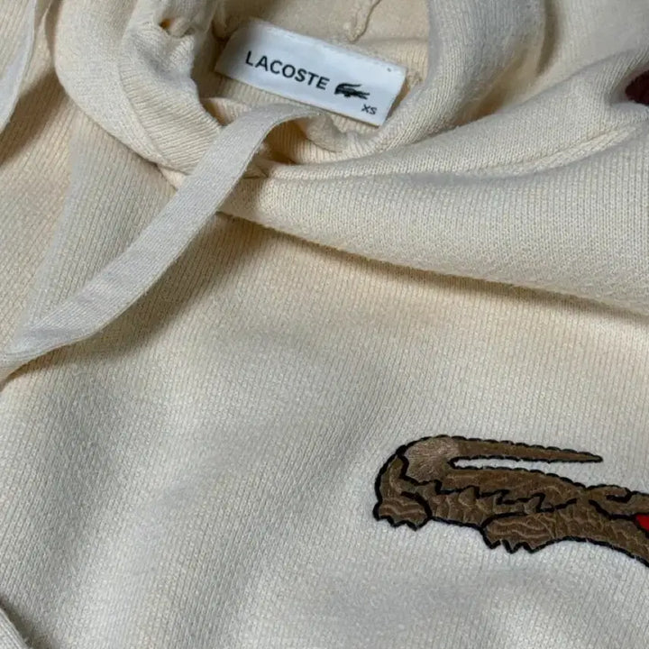 [BUNJANG] Lacoste Embroidered Hoodie XS Ivory / 21 S/S 라코스테 자수 후드티 xs 아이보리