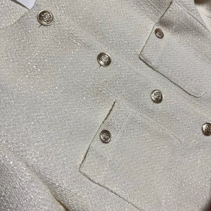 [BUNJANG] Stay People Cropped Tweed Jacket - Ivory / 23년 스테이피플 크롭 트위드 자켓 아이보리노카라라운드넥금장하객룩오피스룩