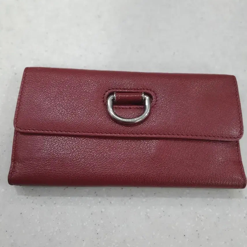 [BUNJANG] Burberry D-Ring Leather Long Wallet - Burgundy Women&