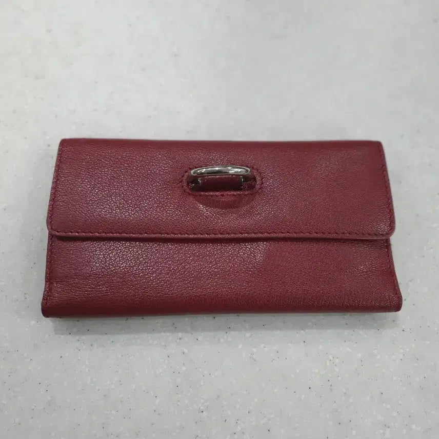 [BUNJANG] Burberry D-Ring Leather Long Wallet - Burgundy Women&