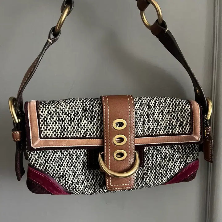 [BUNJANG] Coach Tote Bag / 코치 자카드 사첼 버클 플랩 토드백
