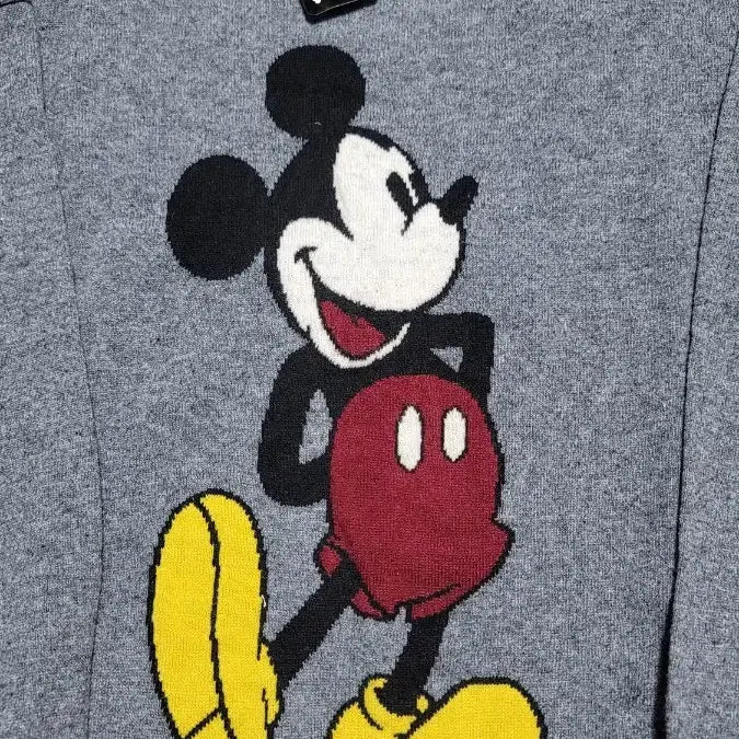 [BUNJANG] Disney Mickey Mouse Long Knit Gray Sweater / 디즈니 미키마우스 캐릭터 롱니트 회색