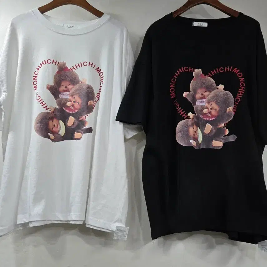 [BUNJANG] Monchhichi Printed T-shirt / 새상품 몬치치 프린팅 반팔티 (색상2가지)