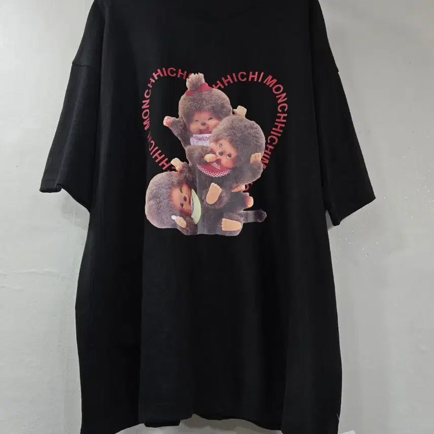 [BUNJANG] Monchhichi Printed T-shirt / 새상품 몬치치 프린팅 반팔티 (색상2가지)