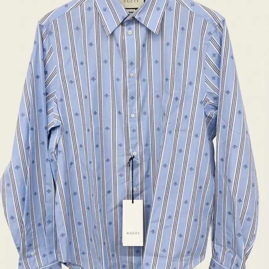 [BUNJANG] Gucci Stripe Embroidered Shirt Blue / 구찌 스트라이프 셔츠 블루