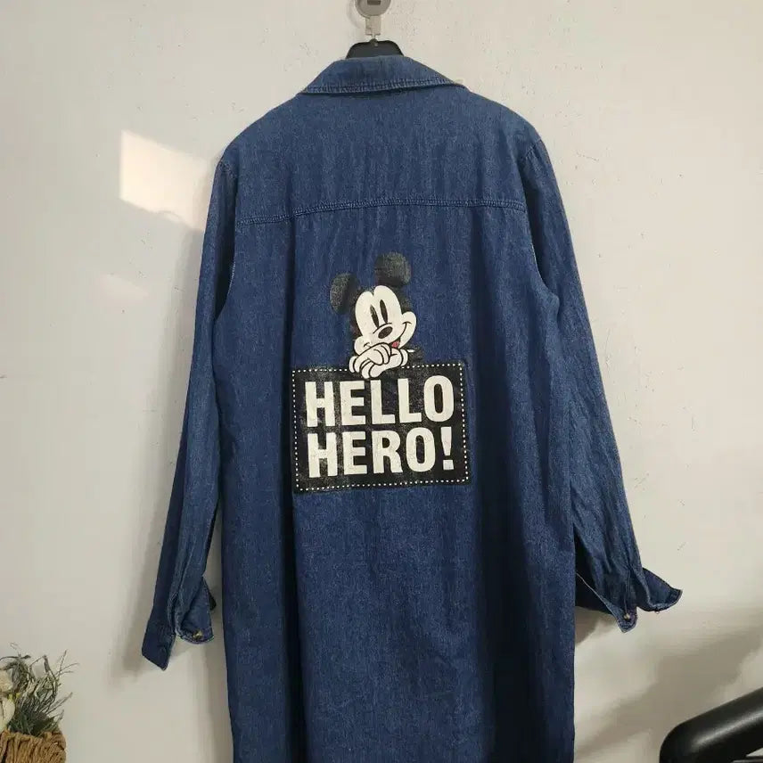 [BUNJANG] Mickey Mouse Denim Long Shirt / 미키마우스 데님 롱 셔츠 !