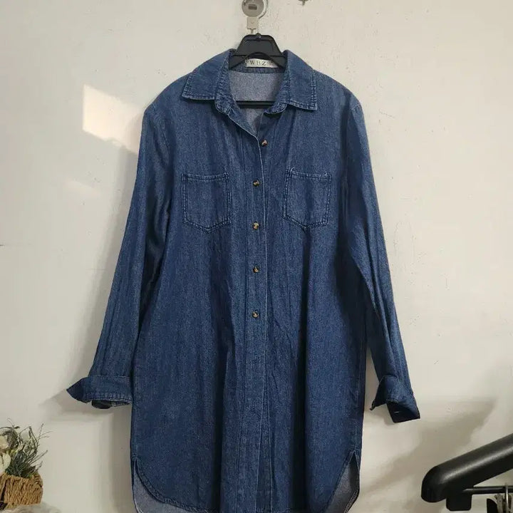 [BUNJANG] Mickey Mouse Denim Long Shirt / 미키마우스 데님 롱 셔츠 !