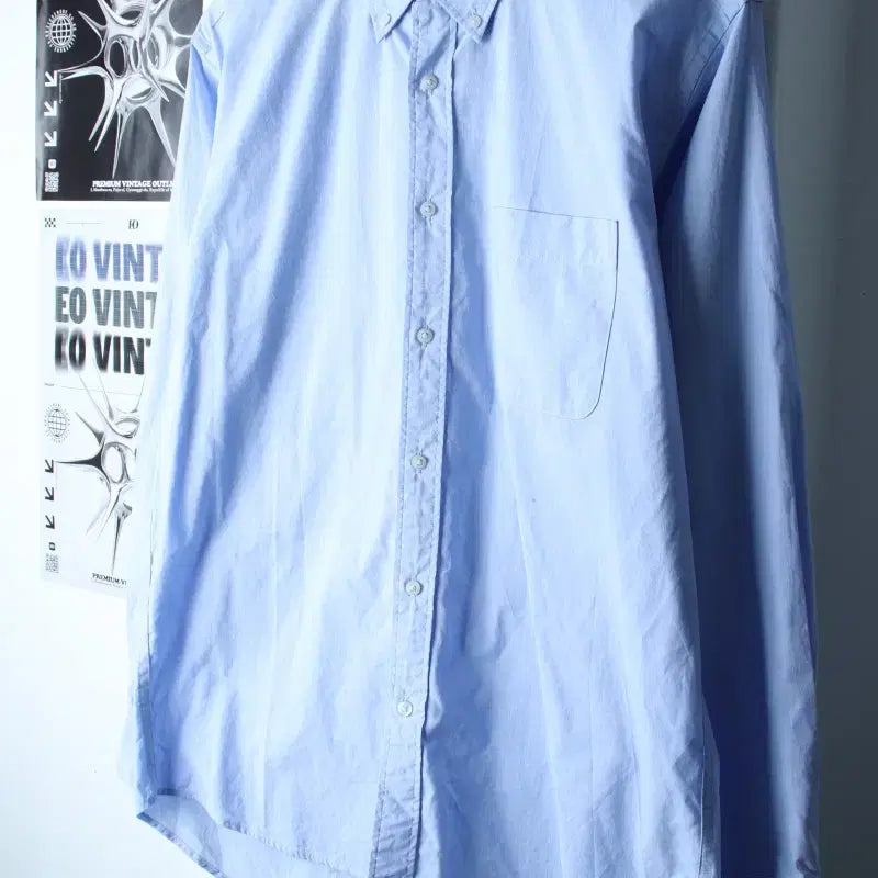 [BUNJANG] Uniqlo Solid Light Blue Oxford Shirt / (L) 유니클로 셔츠 남방 연블루 무지 소라색-18128