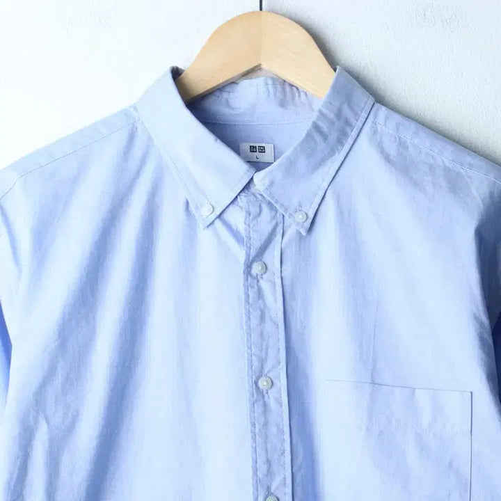 [BUNJANG] Uniqlo Solid Light Blue Oxford Shirt / (L) 유니클로 셔츠 남방 연블루 무지 소라색-18128