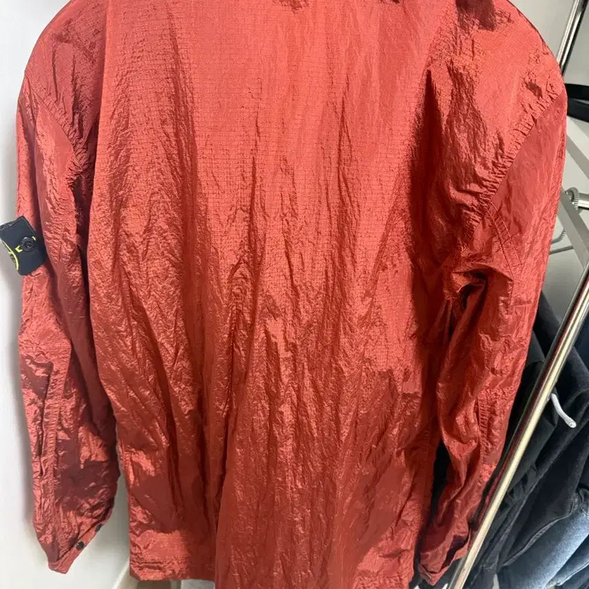 [SOLD OUT] 스톤아일랜드 나일론 메탈 오버셔츠 자켓 S 95 버건디 레드 바람막이