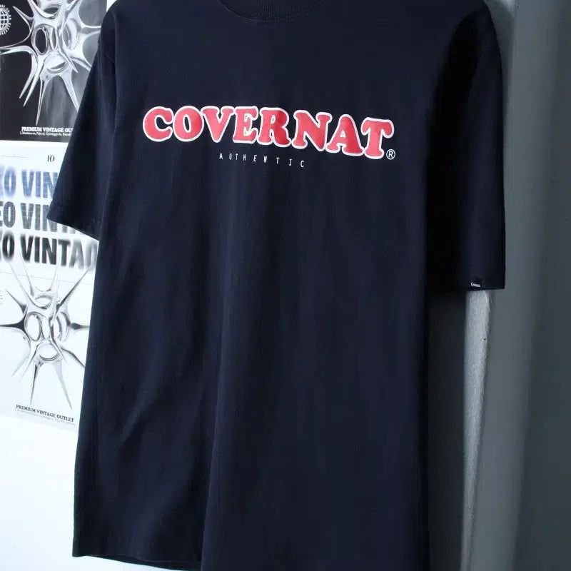 [BUNJANG] Covernat Big Logo Navy T-shirt / (S-M) 커버낫 반팔 티셔츠 빅로고 네이비 올드스쿨-180EA