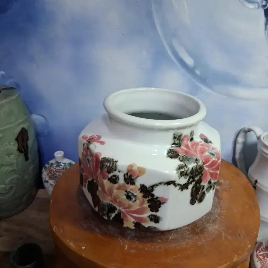 [BUNJANG] Seokdam Ceramic Peony Flower Octagonal Porcelain / 목단꽃  도자기