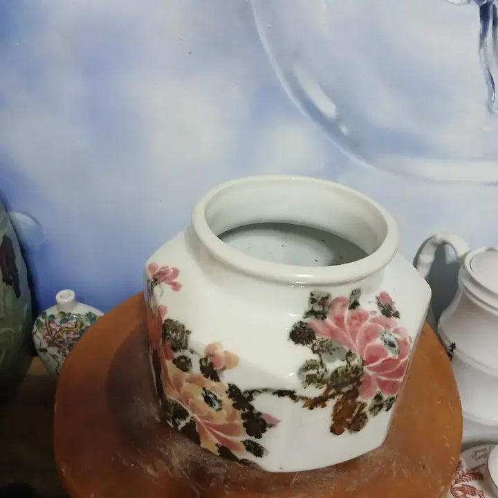 [BUNJANG] Seokdam Ceramic Peony Flower Octagonal Porcelain / 목단꽃  도자기
