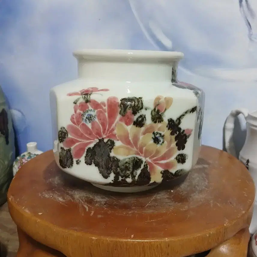 [BUNJANG] Seokdam Ceramic Peony Flower Octagonal Porcelain / 목단꽃  도자기