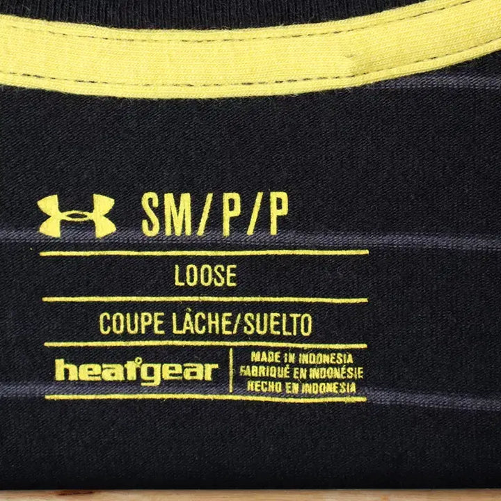 [BUNJANG] Under Armour Striped Black Short Sleeve T-shirt / (S-M) 언더아머 반팔 티셔츠 스트라이프 블랙 올드스쿨-180EC