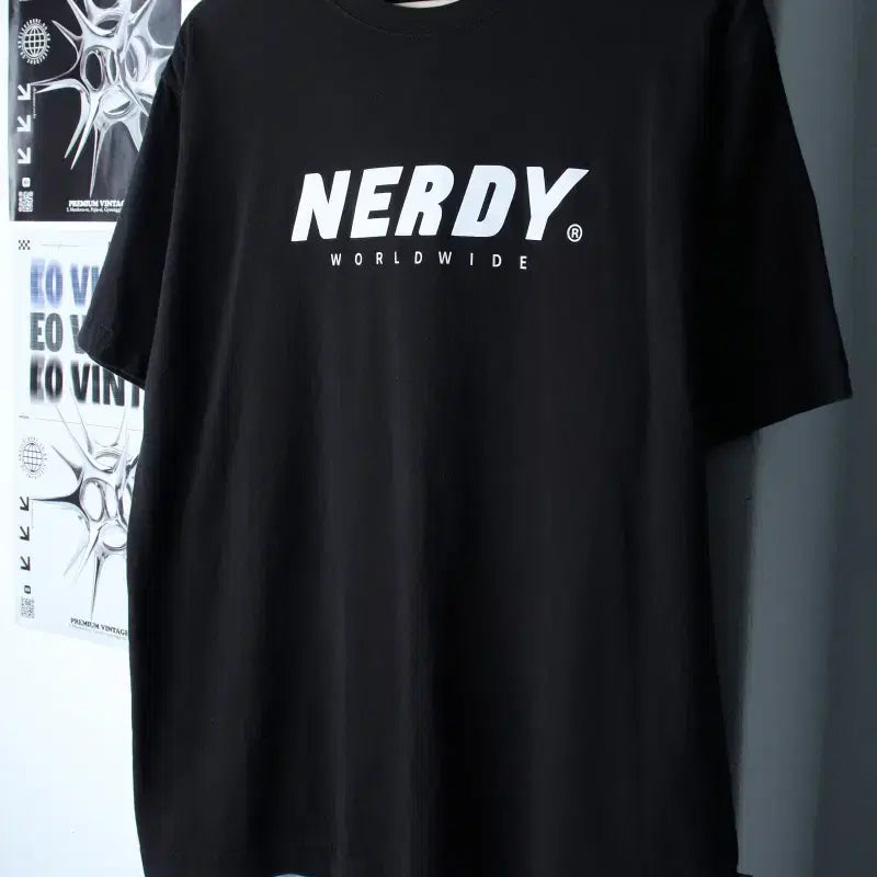 [BUNJANG] Nerdy Big Logo Black T-shirt / (M-L) 널디 반팔 티셔츠 빅로고 블랙 올드스쿨-180F1
