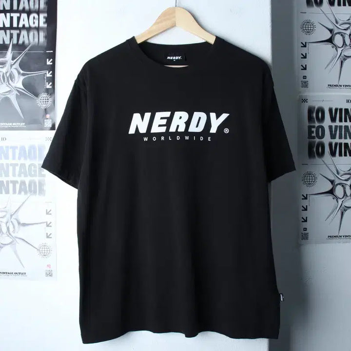 [BUNJANG] Nerdy Big Logo Black T-shirt / (M-L) 널디 반팔 티셔츠 빅로고 블랙 올드스쿨-180F1