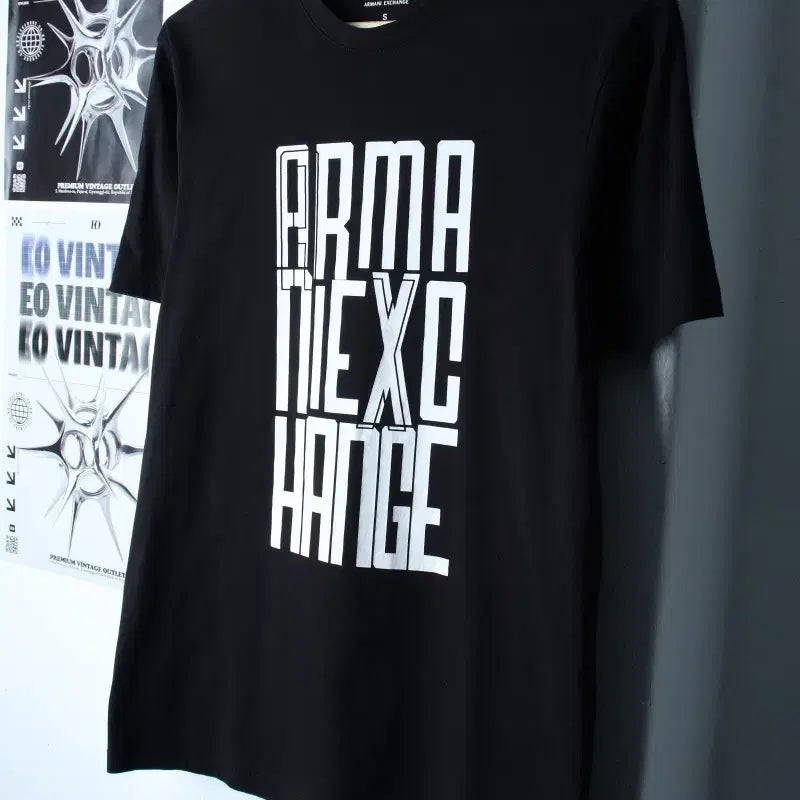 [BUNJANG] Armani Big Logo T-shirt / (S-M) 아르마니 반팔 티셔츠 빅로고 블랙 올드스쿨-180F2