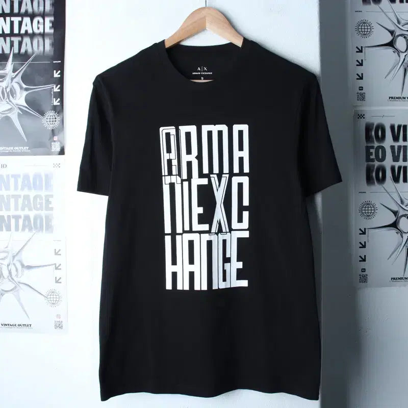 [BUNJANG] Armani Big Logo T-shirt / (S-M) 아르마니 반팔 티셔츠 빅로고 블랙 올드스쿨-180F2
