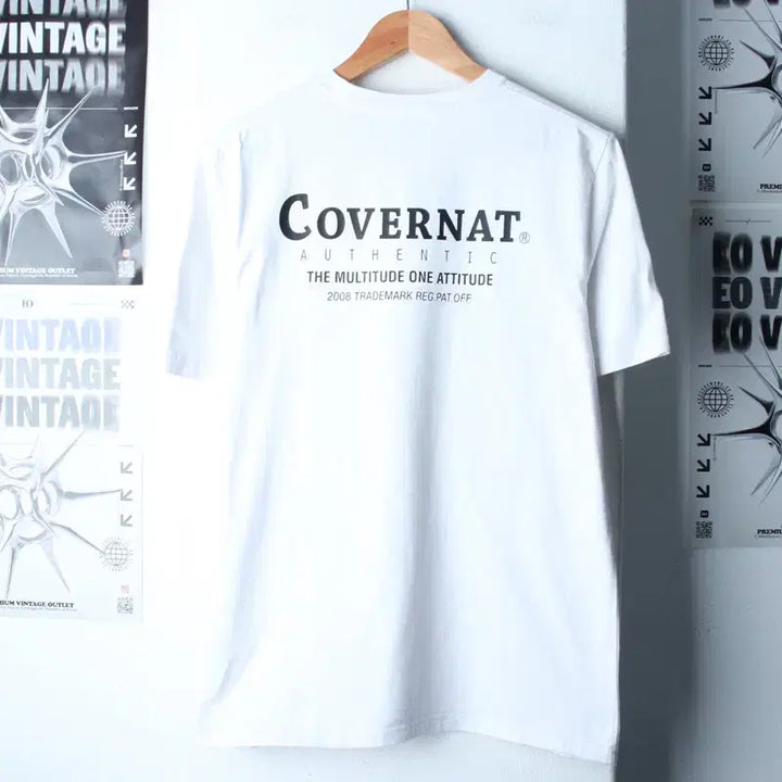 [BUNJANG] Covernat Small Logo White T-shirt / (S-M) 커버낫 반팔 티셔츠 스몰로고 화이트 올드스쿨-180F4